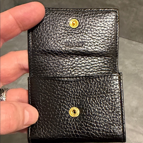 Bally Textured Black Card Holder with Gold Detail Made in Italy - Picture 4 of 10
